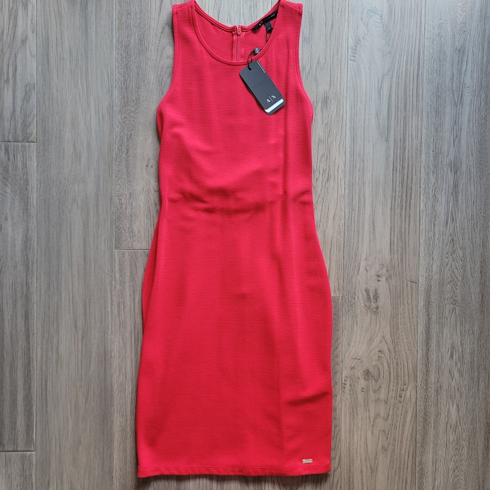 Red Halter Sheath Midi Dress